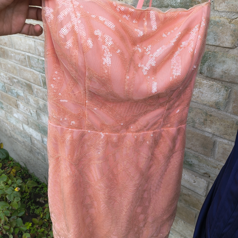 Chic Coral Sequin Mini Dress